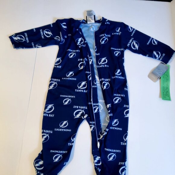 Tampa Bay Lightning Infant 18M Footed Pajamas NHL Licensed Flame Resistant Blue - Picture 4 of 11
